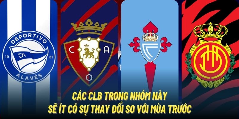 Các CLB trong nhóm này sẽ ít có sự thay đổi so với mùa trước