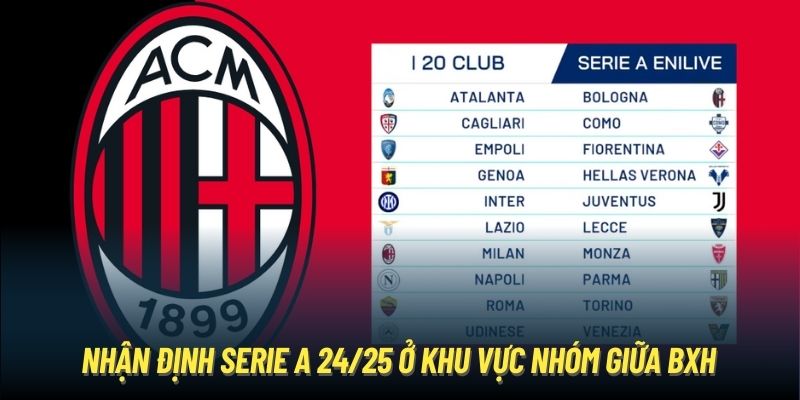 Nhận định Serie A 24/25 ở khu vực nhóm giữa BXH